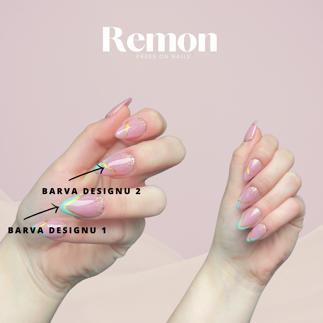 Press on  nehty INVERTED GLITTER + FRENCH