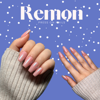 Press on  nehty NUDE GLAZED BLUE