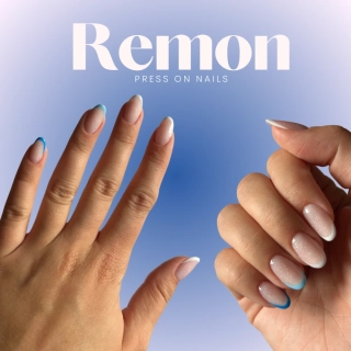 Press on nehty GLITTER OMBRE FRENCH